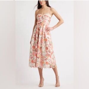 NWOT Chelsea28 Print Lace Sleeveless Midi Dress